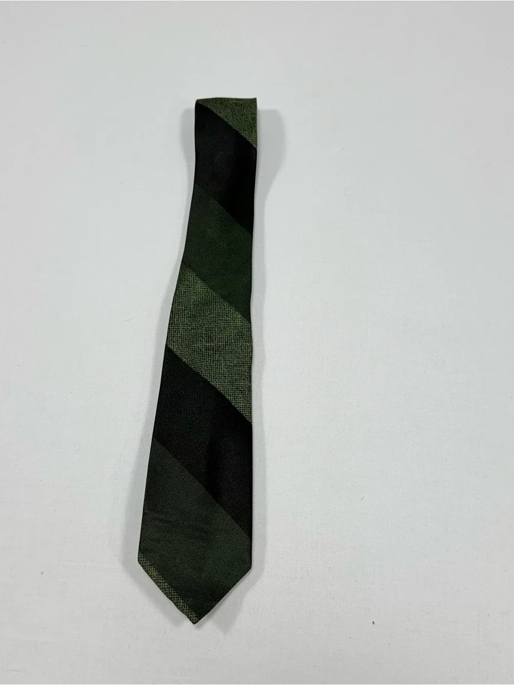 Vintage Lancashire Olive Black Stripe All Silk Italy Regimental‎ Necktie 1960s